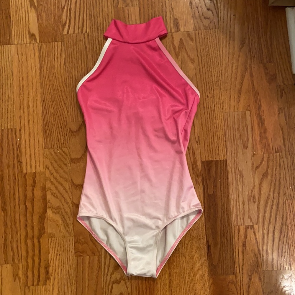 Bullet Pointe Ballet Leotard. Pink Ombré. Halter Neck. Size Small